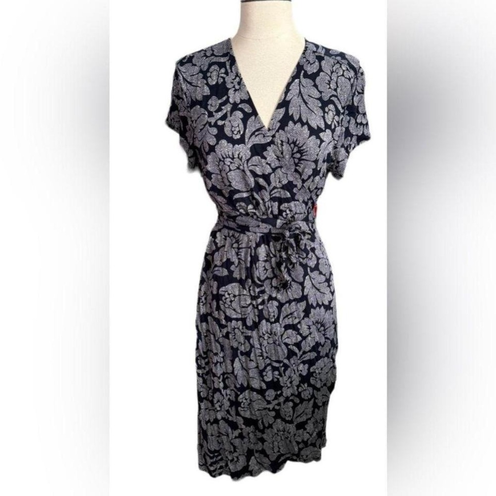 LOFT Women's NWT Blue and White Floral Wrap Rayon Dress Size XXL